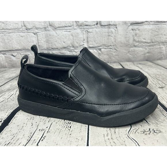 Hush Puppies Shoes Boys Size 2M Leather Big Kid Lazy Genius Loafer Slip-On Black - Picture 2 of 8